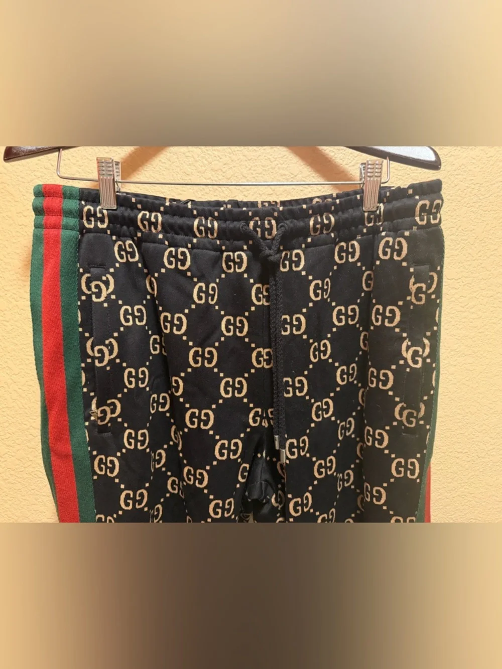 New Authentic Gucci GG Supreme Logo Sweatpants Black Size XXL Waist 36 - 42